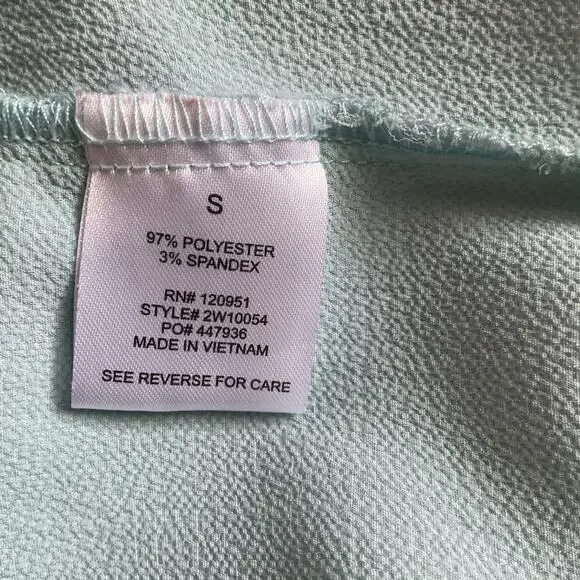 Olive & Oak Green/Blue Cap Sleeve Gold Back Zipper High Low top S - Picture 4 of 6